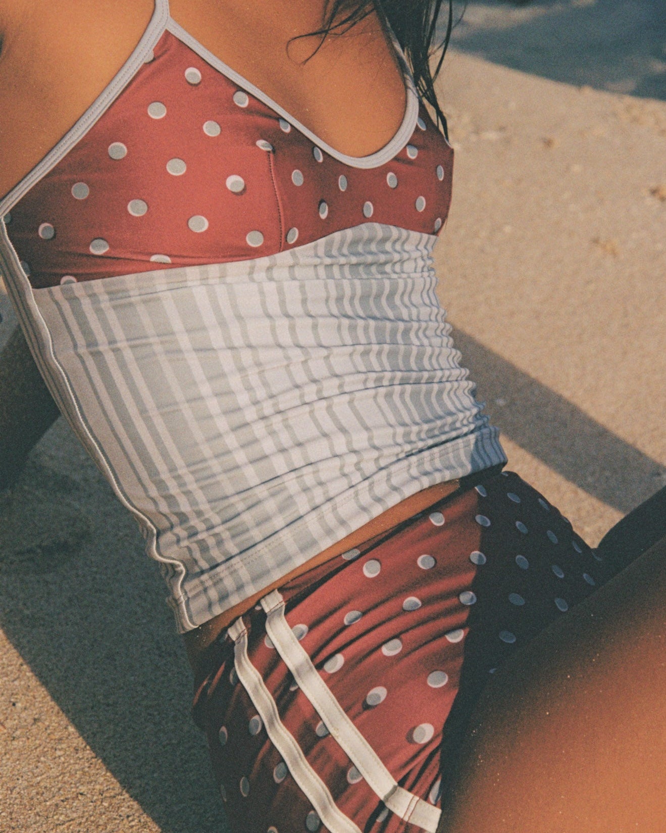 Darcy Halter Top / Cherry Polka & Sky Stripe