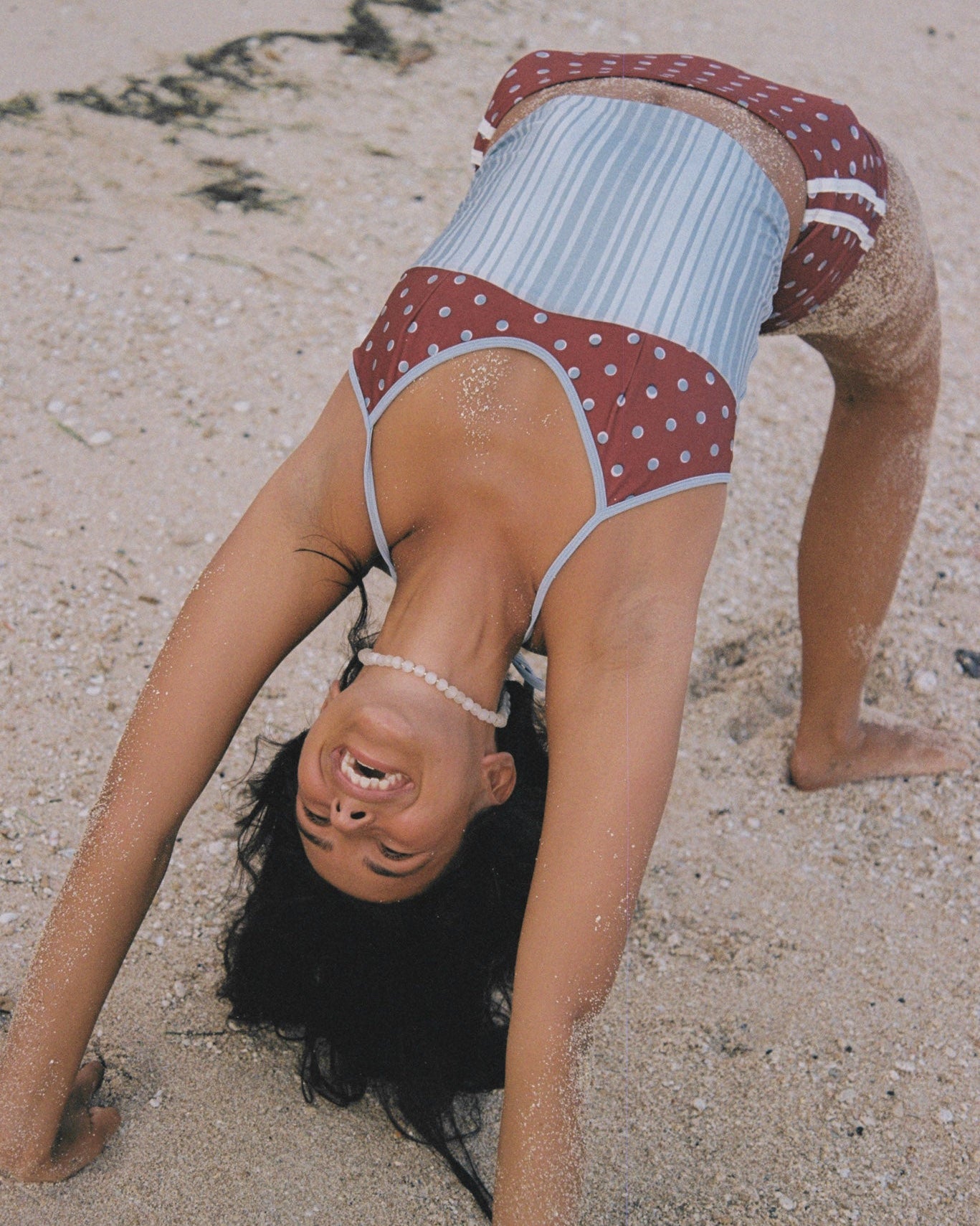 Darcy Halter Top / Cherry Polka & Sky Stripe